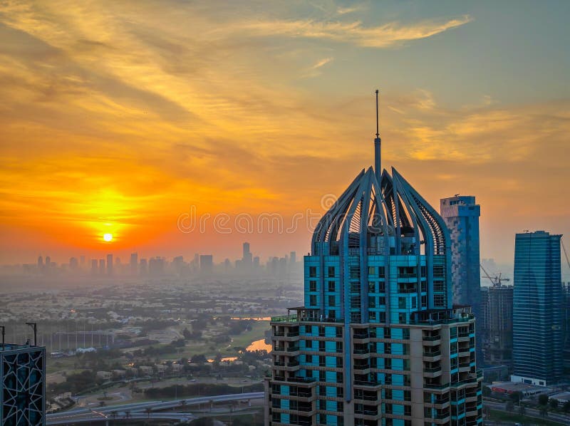 Golden Hour Cityscape Futuristic Skyline Urban Glow Modern ...